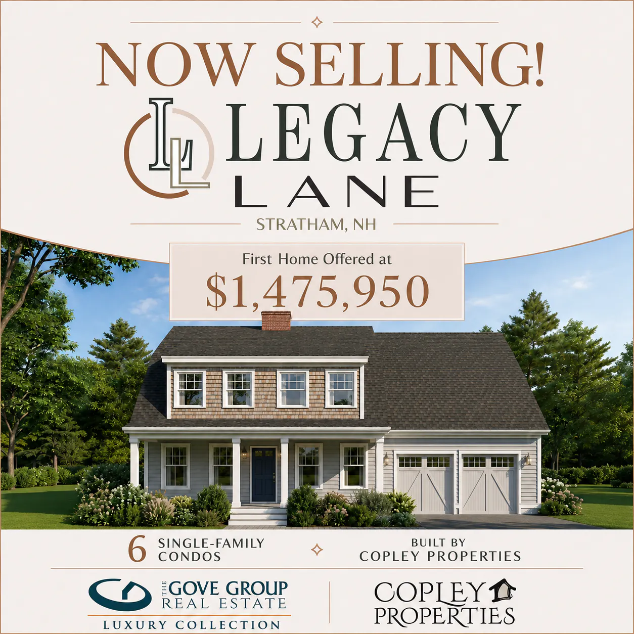 Legacy Lane is Now Selling: Six New Homes in Stratham, NH